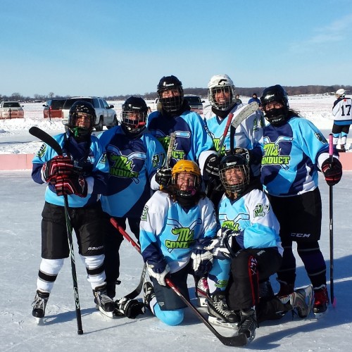 My new friends from the Ms. Conduct Pond Hockey Team.